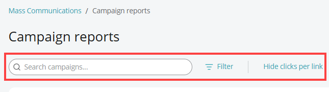 Available filters for campaign reports
