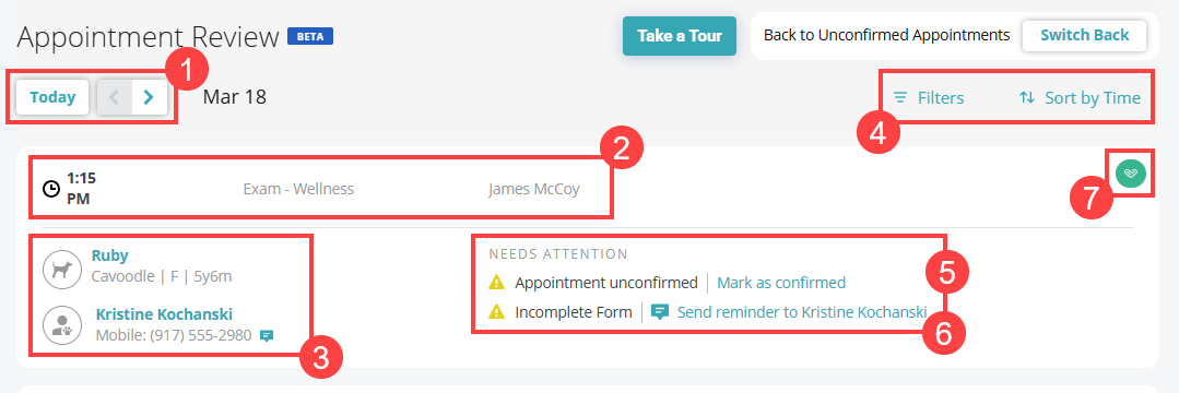 Appointment Review screen
