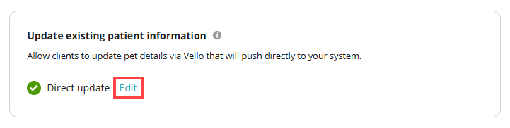 Edit button in the Update existing patient information section