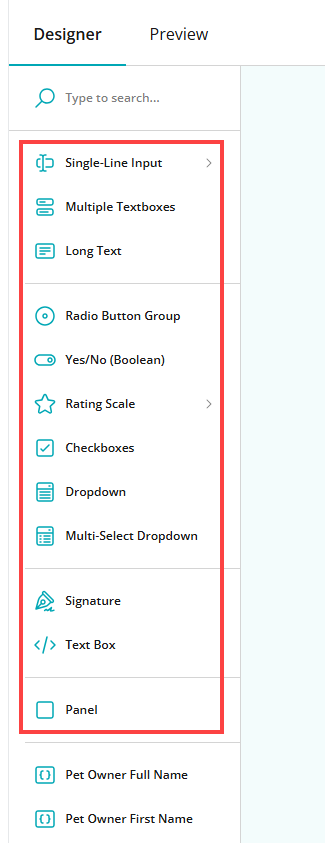 Input type settings